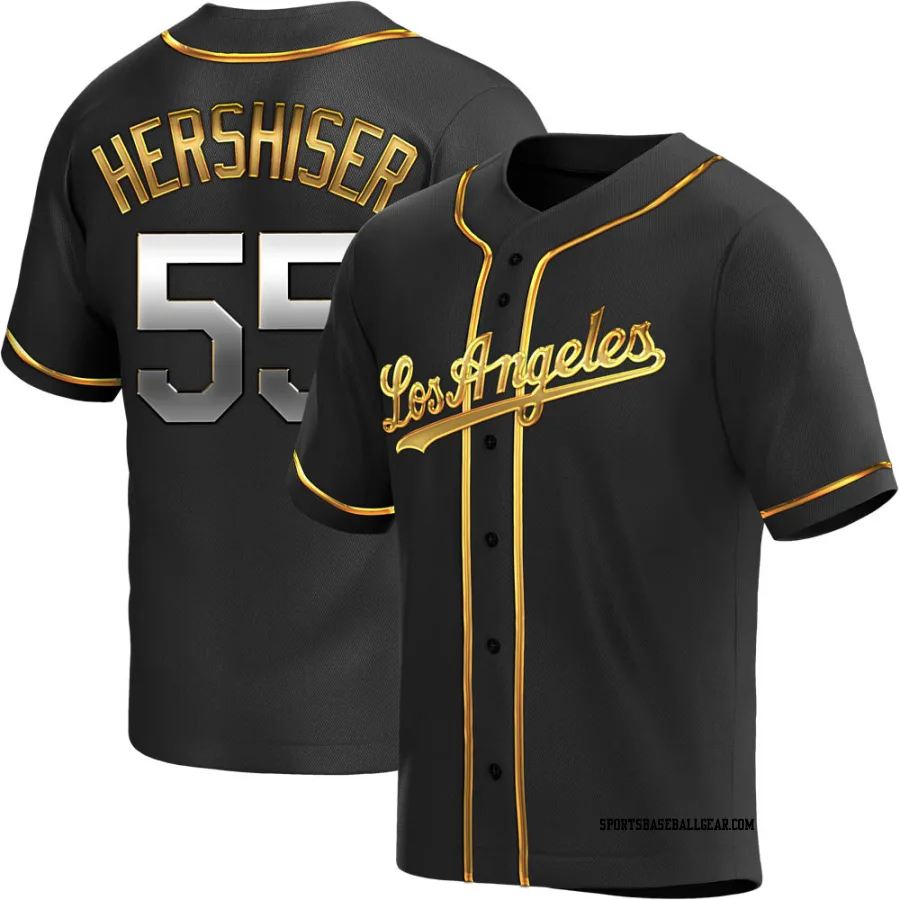 Orel Hershiser Youth Los Angeles Dodgers Black Golden Replica Alternate Jersey