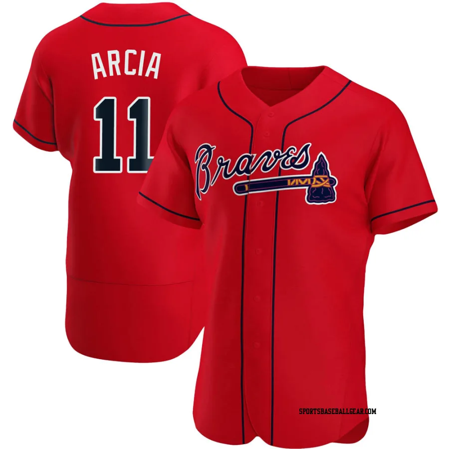 Orlando Arcia Men's Atlanta Braves Red Authentic Alternate Jersey