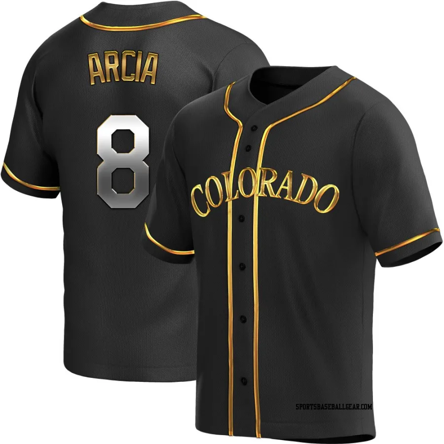 Orlando Arcia Men's Colorado Rockies Black Golden Replica Alternate Jersey