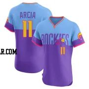 Orlando Arcia Men's Colorado Rockies Purple/Light Elite Blue 2025 City Connect Jersey