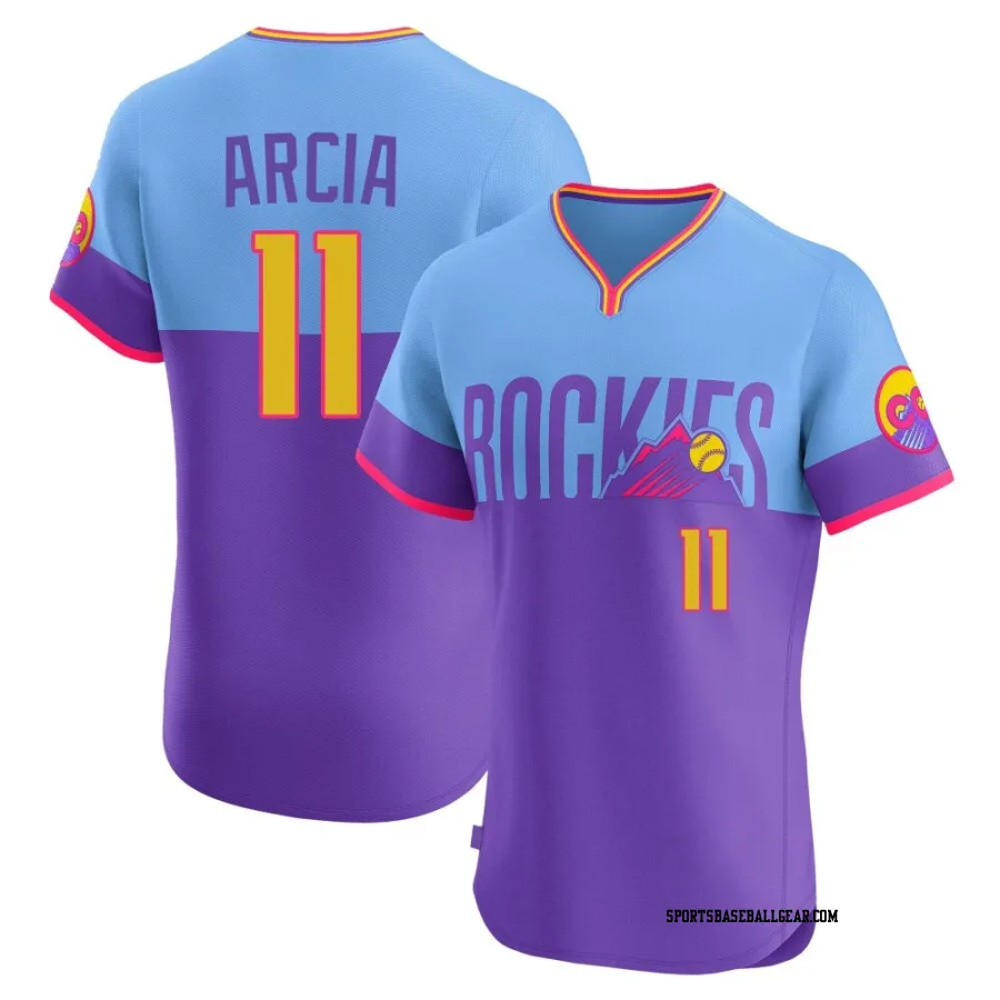 Orlando Arcia Men's Colorado Rockies Purple/Light Elite Blue 2025 City Connect Jersey