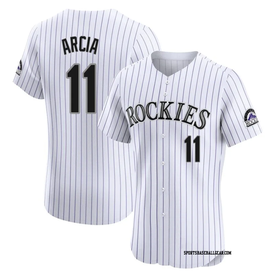Orlando Arcia Men's Colorado Rockies White Elite Home Jersey