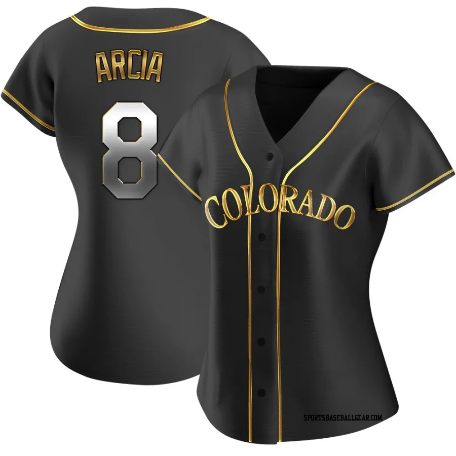Orlando Arcia Women's Colorado Rockies Black Golden Replica Alternate Jersey