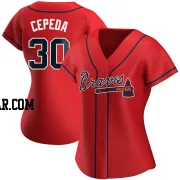 Orlando Cepeda Women's Atlanta Braves Red Replica Alternate Jersey