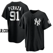 Oswald Peraza Men's New York Yankees Black/White Replica Jersey