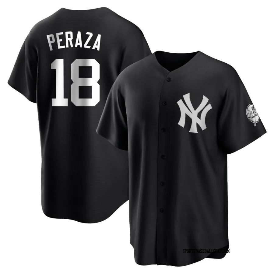 Oswald Peraza Men's New York Yankees Black/White Replica Jersey