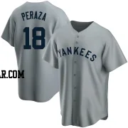 Oswald Peraza Men's New York Yankees Gray Replica Road Cooperstown Collection Jersey