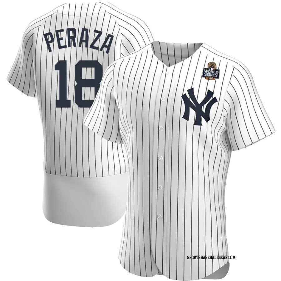 Oswald Peraza Men's New York Yankees White Authentic Home 2024 World Series Jersey