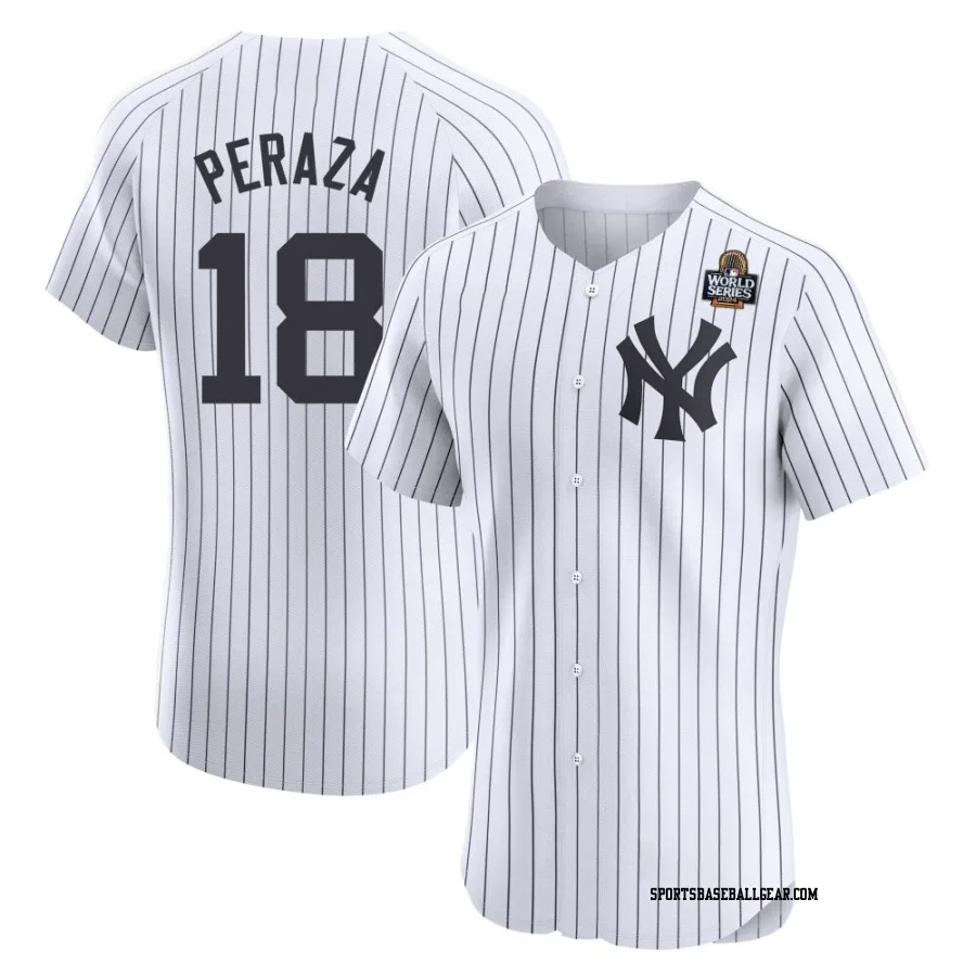 Oswald Peraza Men's New York Yankees White Elite Home 2024 World Series Jersey
