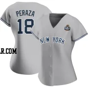 Oswald Peraza Women's New York Yankees Gray Authentic Road Name 2024 World Series Jersey
