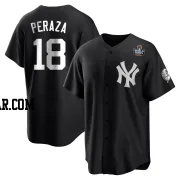 Oswald Peraza Youth New York Yankees Black/White Replica 2024 World Series Jersey