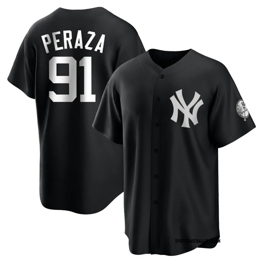 Oswald Peraza Youth New York Yankees Black/White Replica Jersey