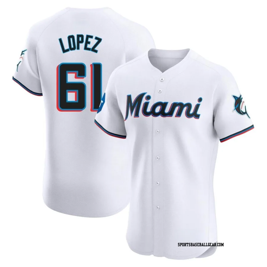 Otto Lopez Men's Miami Marlins White Elite Home Patch Jersey