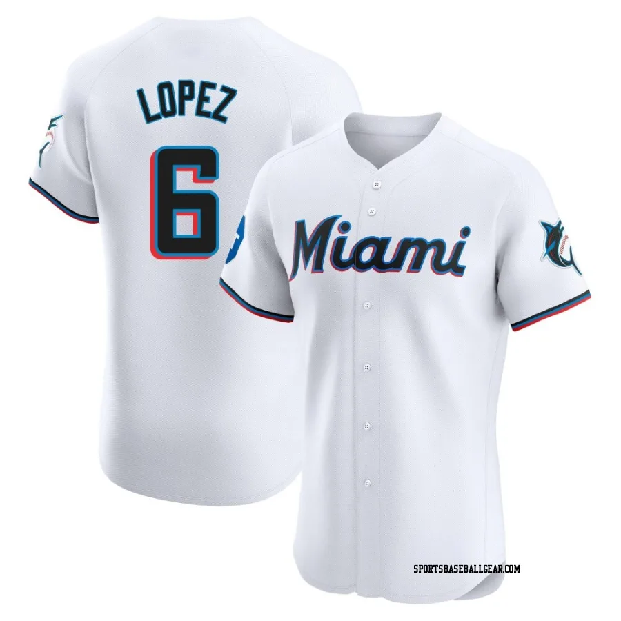 Otto Lopez Men's Miami Marlins White Elite Home Patch Jersey
