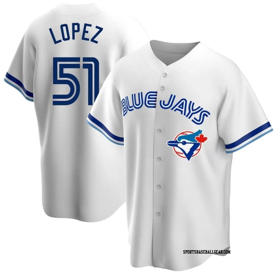 Otto Lopez Men's Toronto Blue Jays White Replica Home Cooperstown Collection Jersey