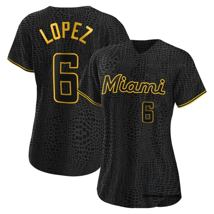 Otto Lopez Women's Miami Marlins Black Authentic Snake Skin City Jersey