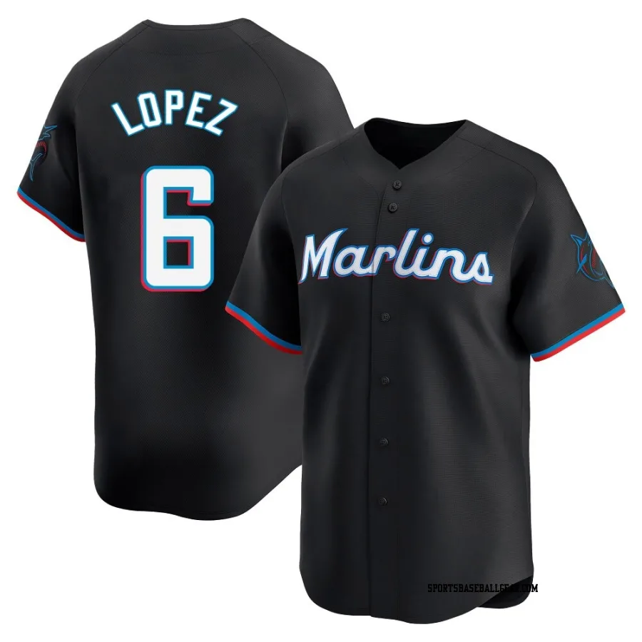 Otto Lopez Youth Miami Marlins Black Limited Alternate Jersey