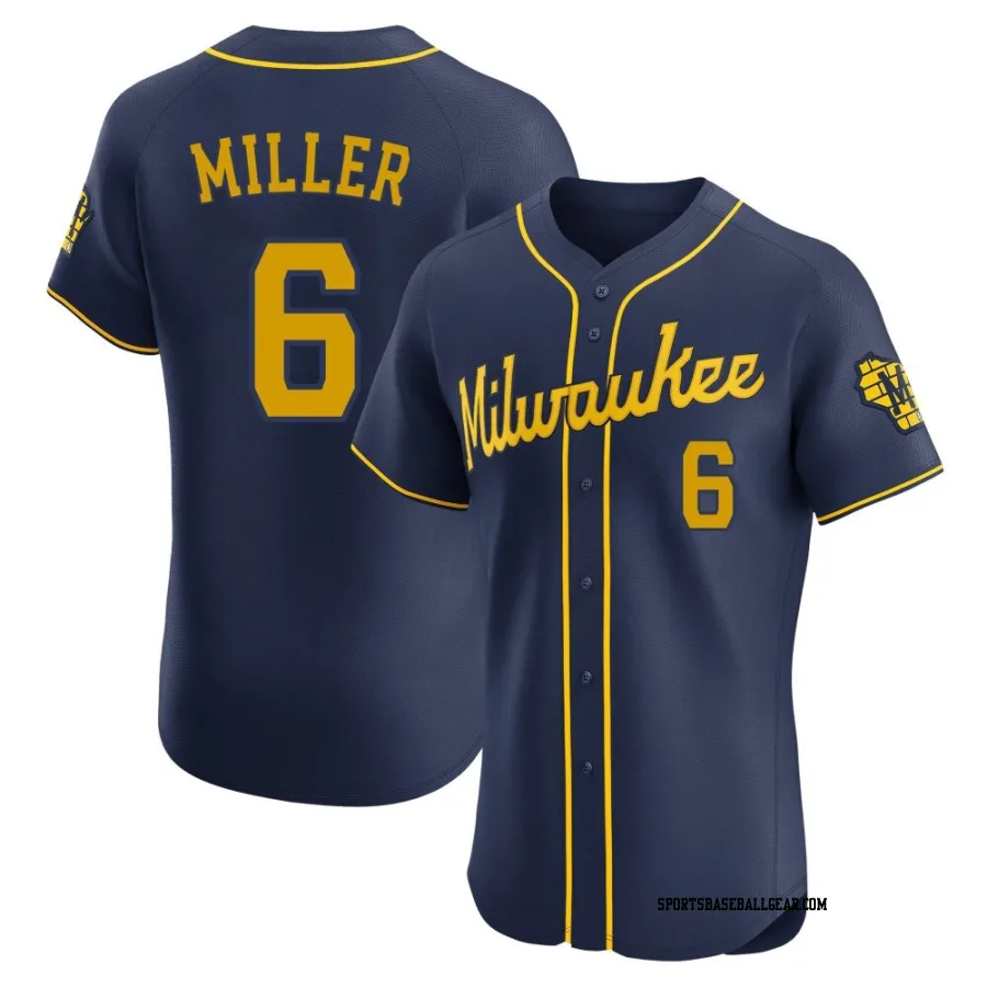 Owen Miller Men's Milwaukee Brewers Navy Elite Alternate Jersey