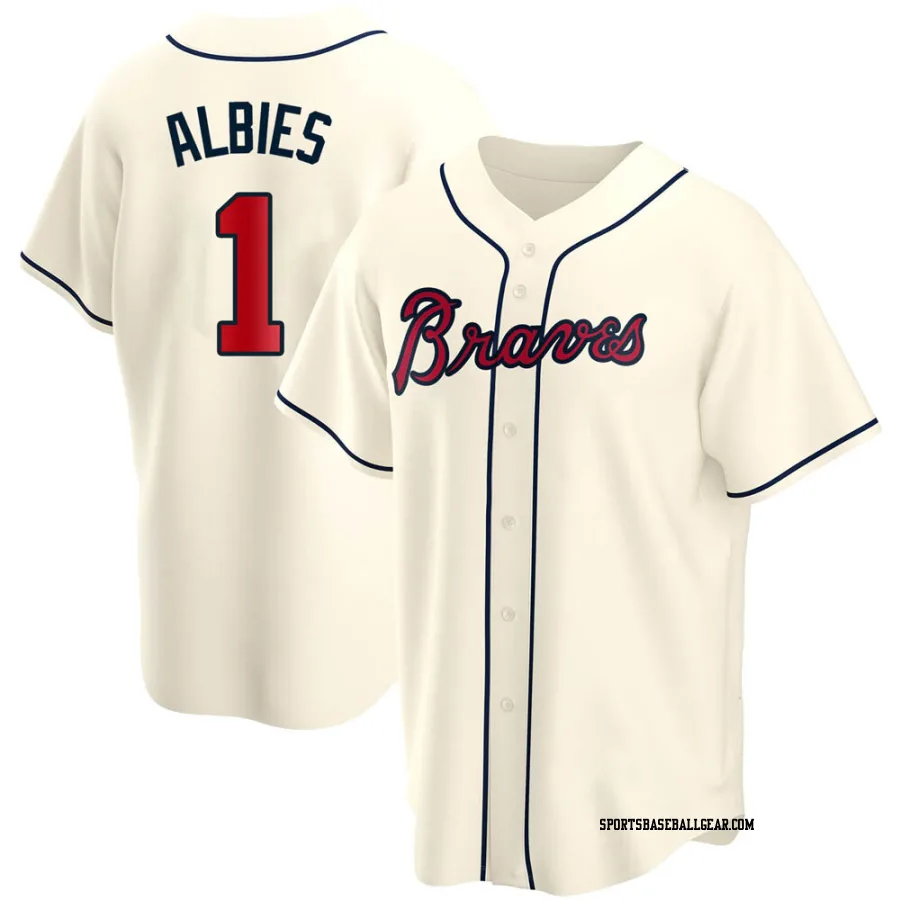 Ozzie Albies Men's Atlanta Braves Cream Replica Alternate Jersey
