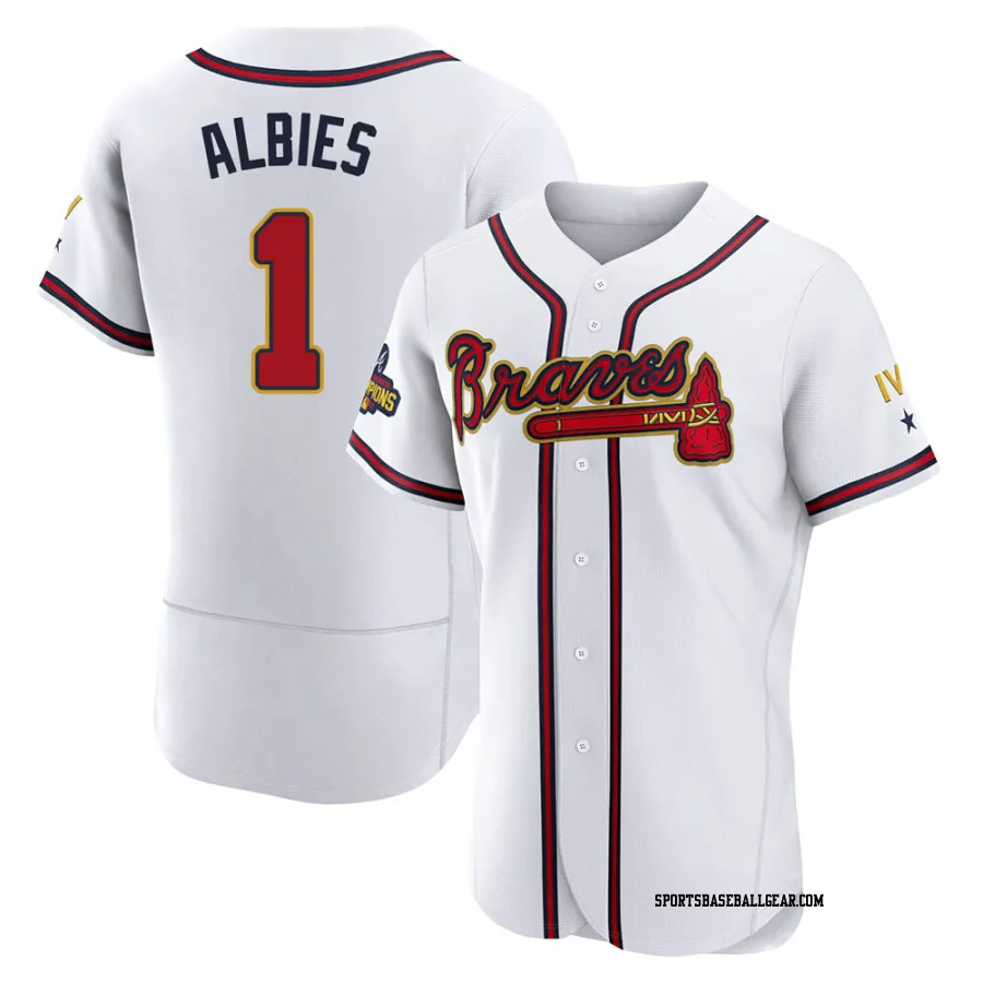 Ozzie Albies Men's Atlanta Braves Gold Authentic White 2022 Program Jersey