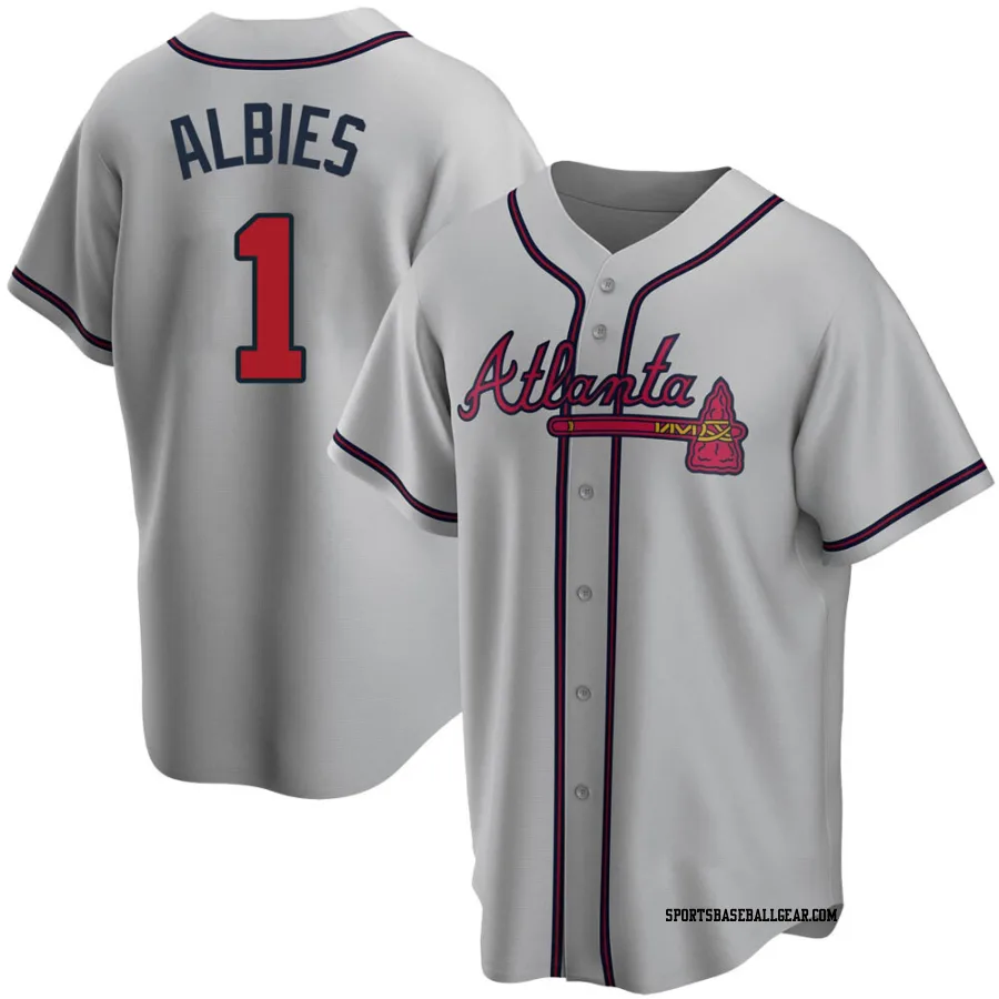 Ozzie Albies Men's Atlanta Braves Gray Replica Road Jersey