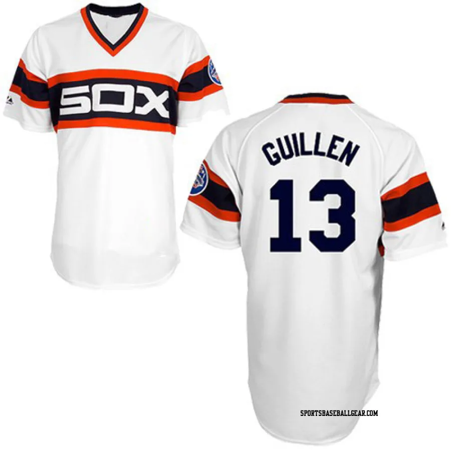 Ozzie Guillen Men's Chicago White Sox White Replica Throwback Jersey