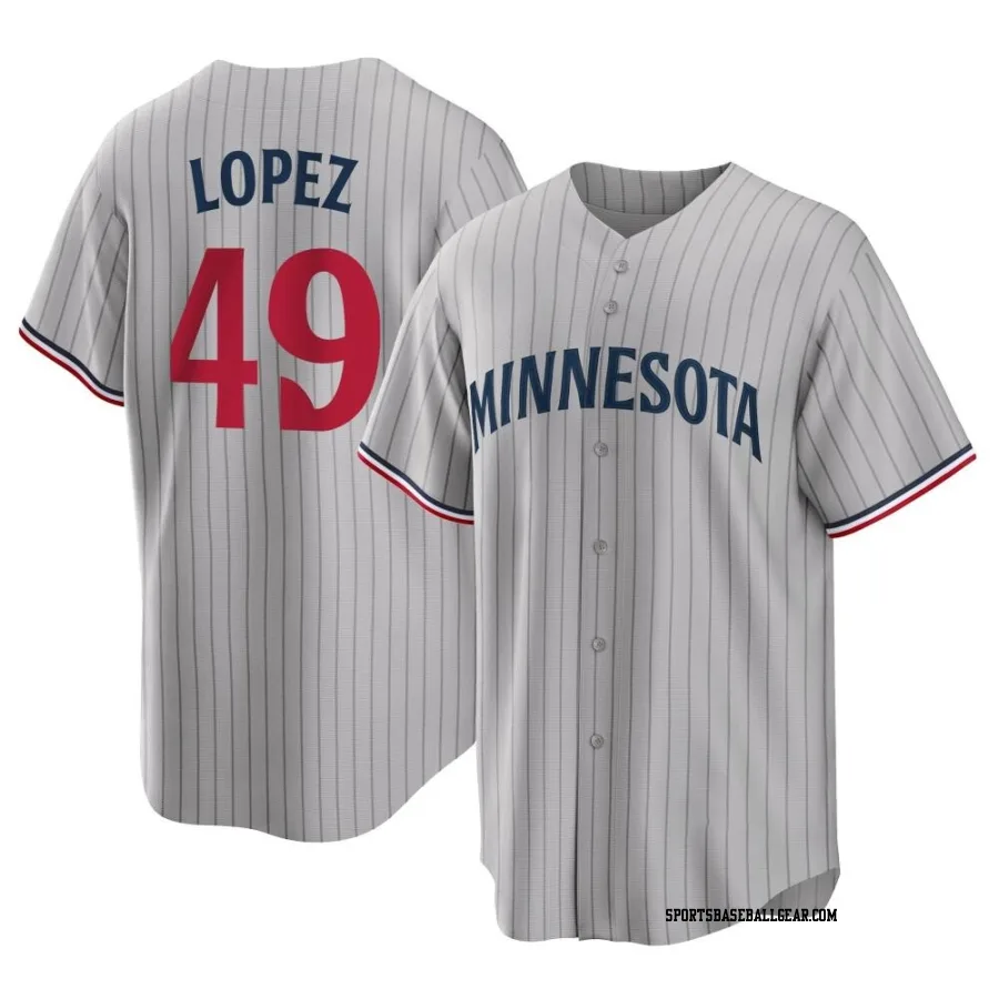 Pablo Lopez Youth Minnesota Twins Gray Replica Road Jersey