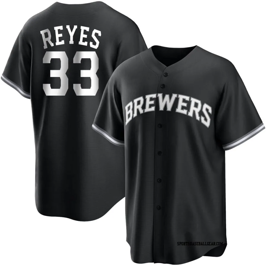 Pablo Reyes Men's Milwaukee Brewers Black/White Replica Jersey