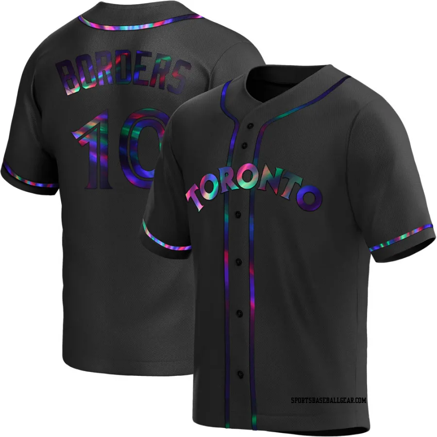 Pat Borders Men's Toronto Blue Jays Black Holographic Replica Alternate Jersey