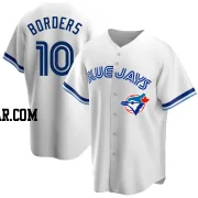 Pat Borders Men's Toronto Blue Jays White Replica Home Cooperstown Collection Jersey