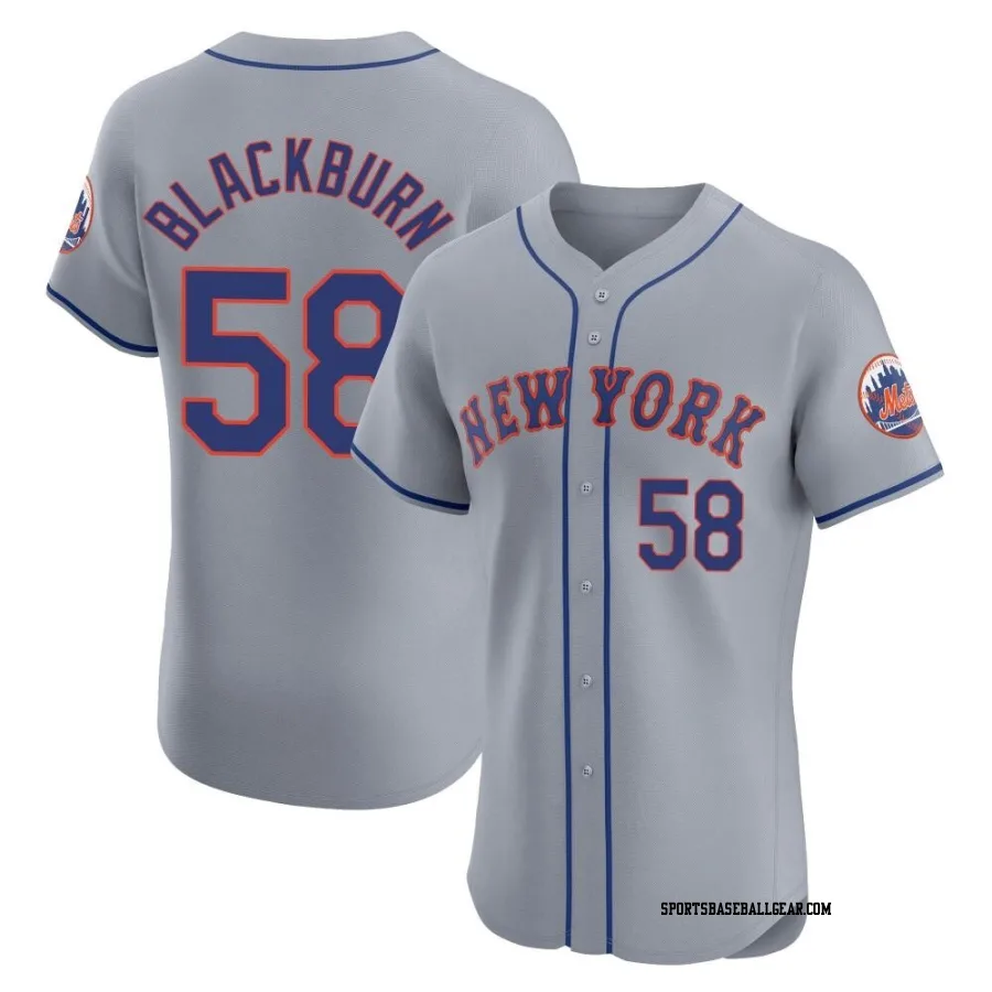 Paul Blackburn Men's New York Mets Gray Elite Road Jersey