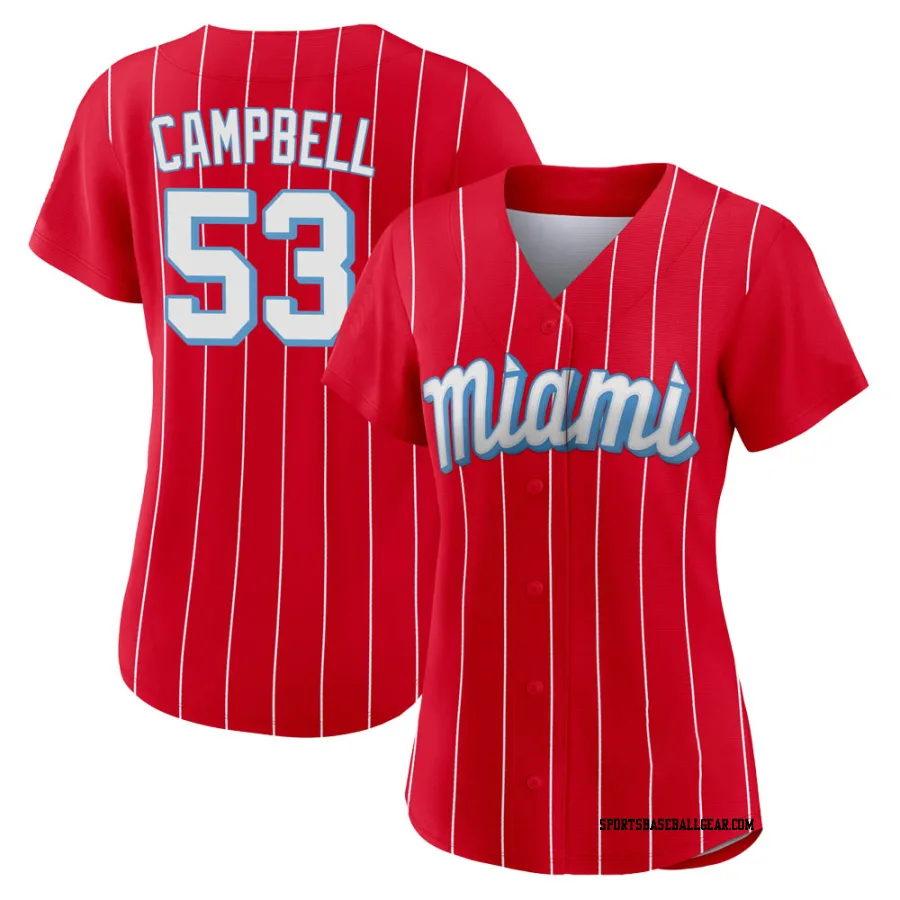 Paul Campbell Women's Miami Marlins Red Replica 2021 City Connect Jersey