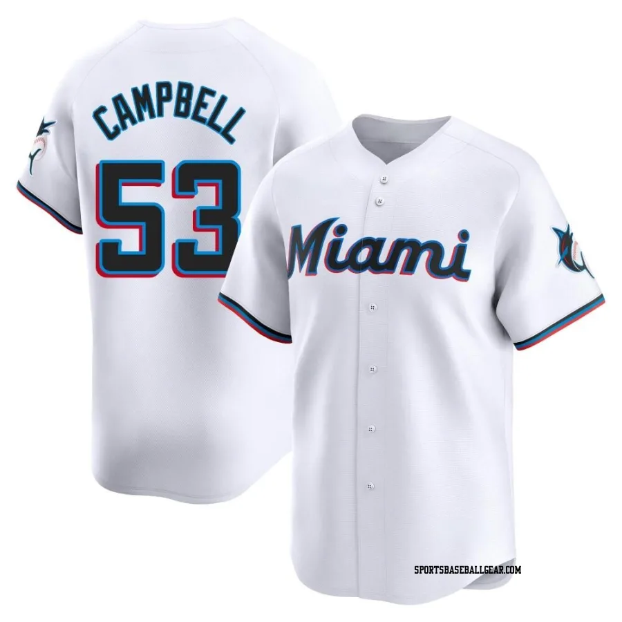 Paul Campbell Youth Miami Marlins White Limited Home Jersey