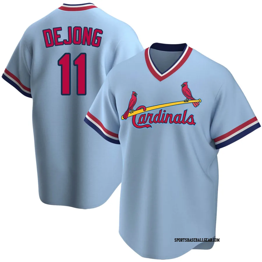 Paul DeJong Men's St. Louis Cardinals Light Blue Replica Road Cooperstown Collection Jersey