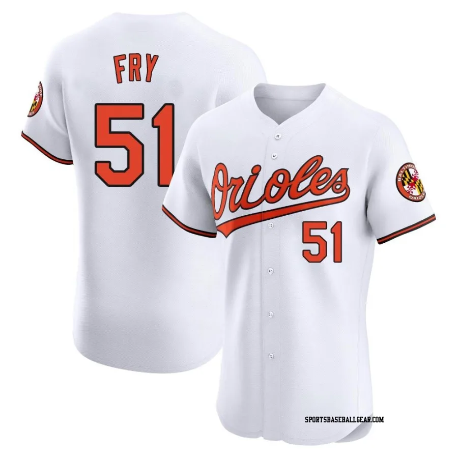 Paul Fry Men's Baltimore Orioles White Elite Home Jersey
