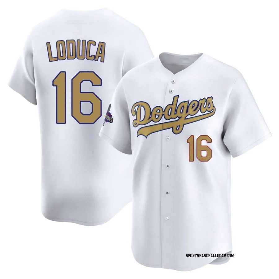 Paul Loduca Youth Los Angeles Dodgers Gold Limited White 2025 Collection Jersey