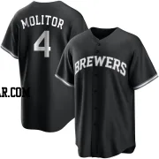 Paul Molitor Men's Milwaukee Brewers Black/White Replica Jersey
