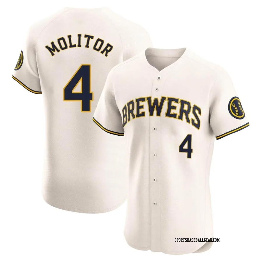 Paul Molitor Men's Milwaukee Brewers Cream Elite Home Jersey