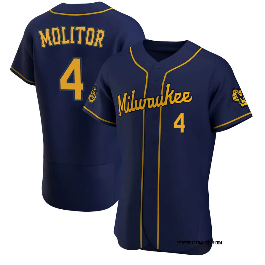 Paul Molitor Men's Milwaukee Brewers Navy Authentic Alternate Jersey