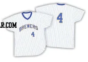 Paul Molitor Men's Milwaukee Brewers White/Blue Authentic Strip Throwback Jersey