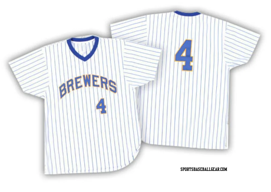 Paul Molitor Men's Milwaukee Brewers White/Blue Authentic Strip Throwback Jersey