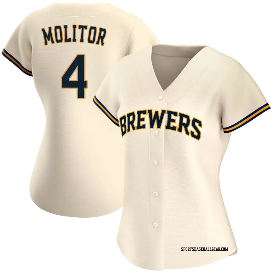 Paul Molitor Women's Milwaukee Brewers Cream Authentic Home Jersey