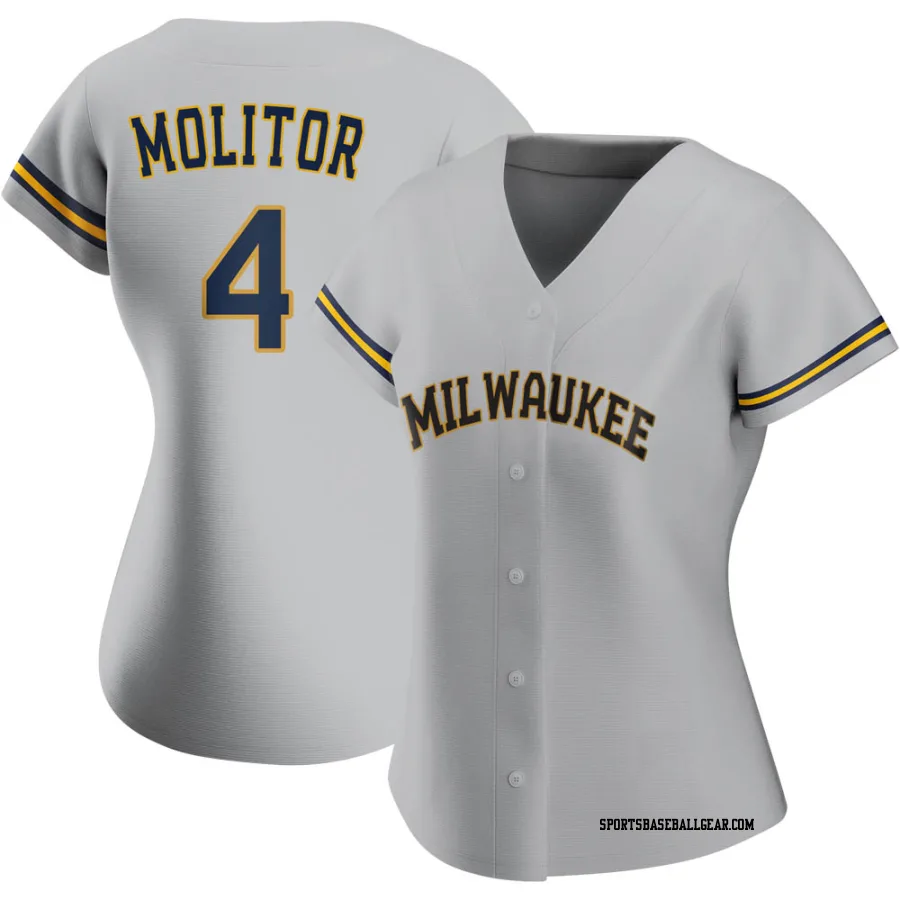 Paul Molitor Women's Milwaukee Brewers Gray Authentic Road Jersey