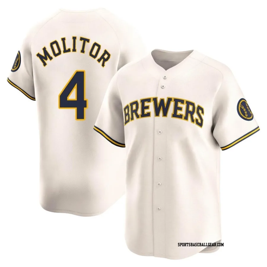 Paul Molitor Youth Milwaukee Brewers Cream Limited Home Jersey