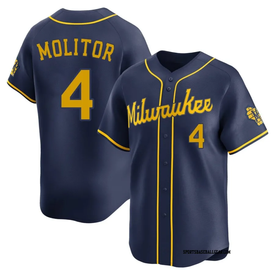 Paul Molitor Youth Milwaukee Brewers Navy Limited Alternate Jersey