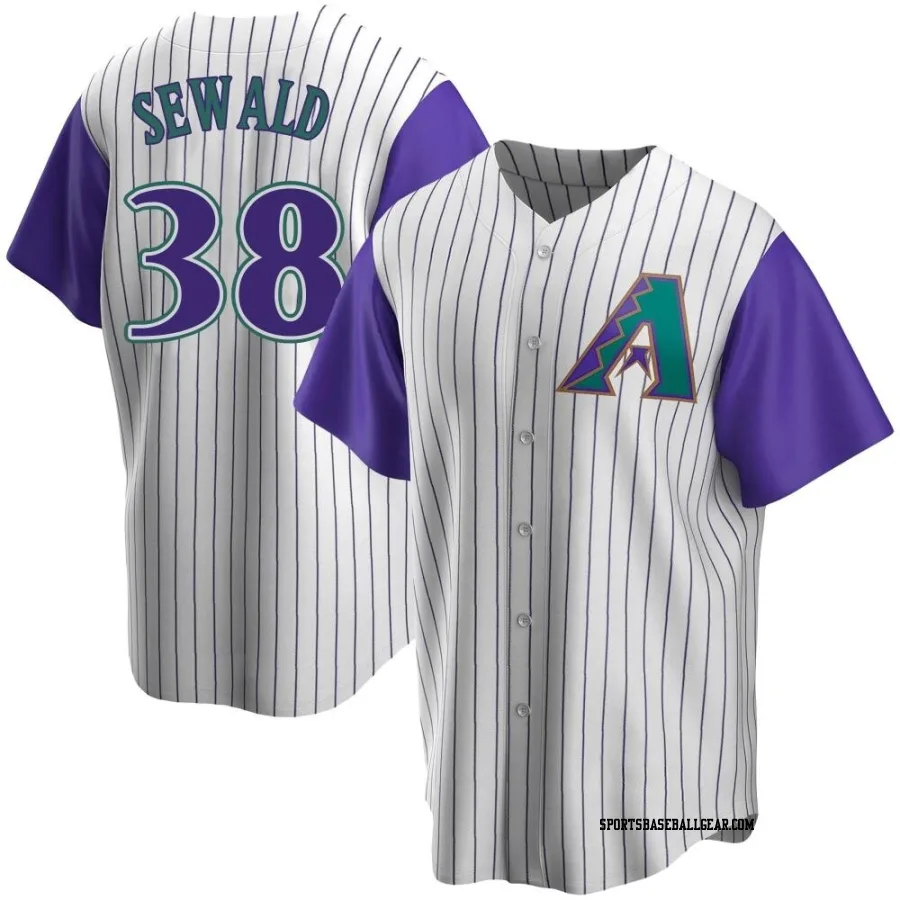Paul Sewald Men's Arizona Diamondbacks Cream/Purple Replica Alternate Cooperstown Collection Jersey