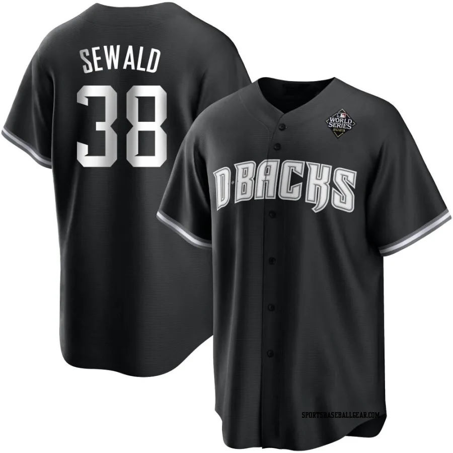 Paul Sewald Men's Arizona Diamondbacks White Replica Black 2023 World Series Jersey