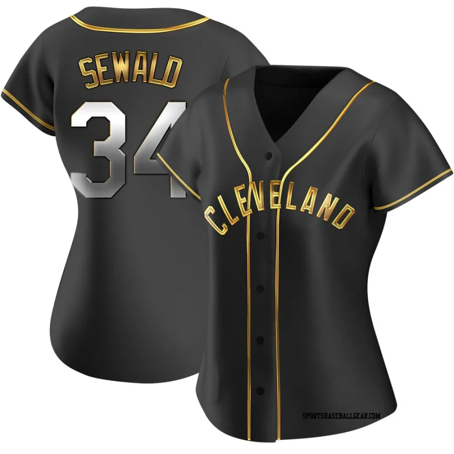 Paul Sewald Women's Cleveland Guardians Black Golden Replica Alternate Jersey