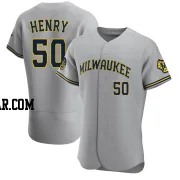 Payton Henry Men's Milwaukee Brewers Gray Authentic Road Jersey