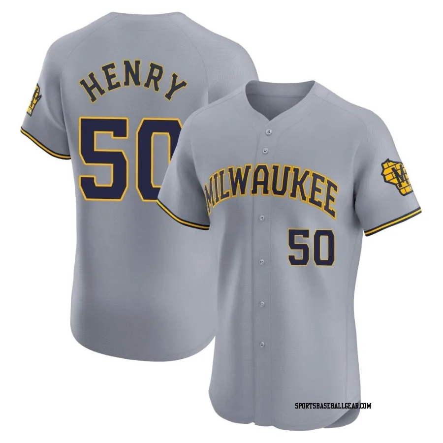 Payton Henry Men's Milwaukee Brewers Gray Elite Road Jersey